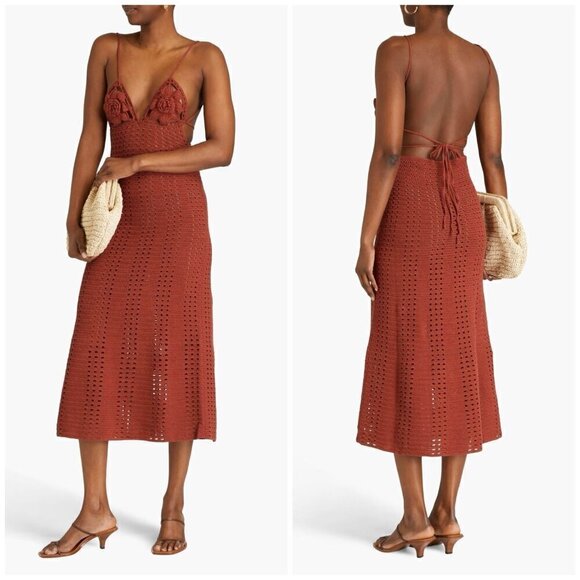 Cult Gaia Crochet Cotton Halter Neck Midi Dress NWT - Picture 1 of 9